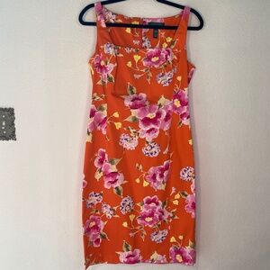 Ralph Lauren floral botanical print square neck bodycon sleeveless Dress